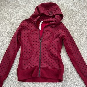 Lululemon full zip scuba , red with light  black dots
